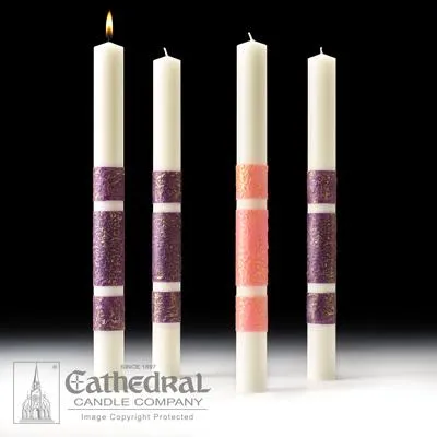 2" X 24" Artisan Wax Advent Candle Set (3 Purple, 1 Pink)