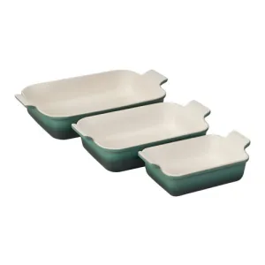 3pc Heritage Stoneware Rectangular Baking Dish Set, Aritchaut