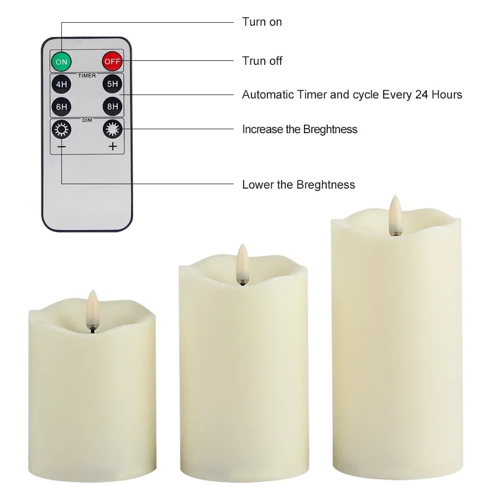 3Pcs Remote Control LED Flameless Candle