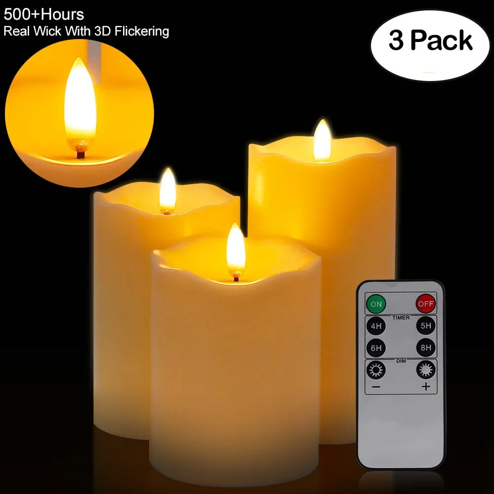 3Pcs Remote Control LED Flameless Candle