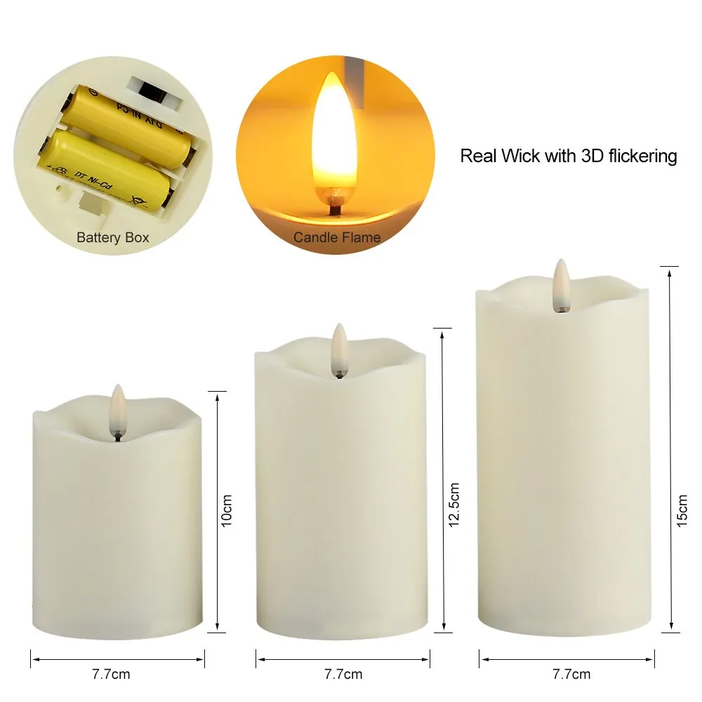 3Pcs Remote Control LED Flameless Candle