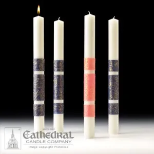 3" X 12" Artisan Wax Advent Candle Set (3 Sarum Blue, 1 Pink)