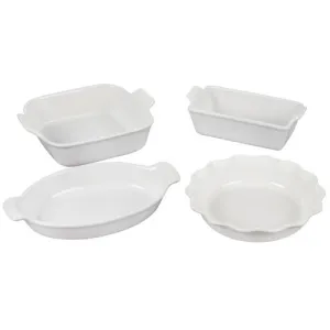 4pc Heritage Stoneware Bakeware Set, White