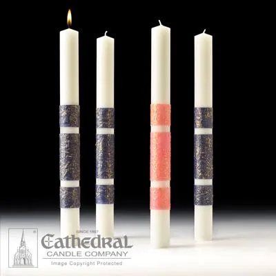 4" X 15" Artisan Wax Advent Candle Set (3 Sarum Blue, 1 Pink)