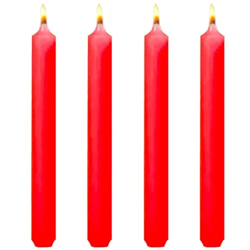 8 inch Red Taper Candles-Set of 4 Tapered Candle, Tall Candlesticks,Dripless and Smokeless,Home Dinner Candle, Party, Wedding, Halloween, Christmas Candles(20CM, Red)