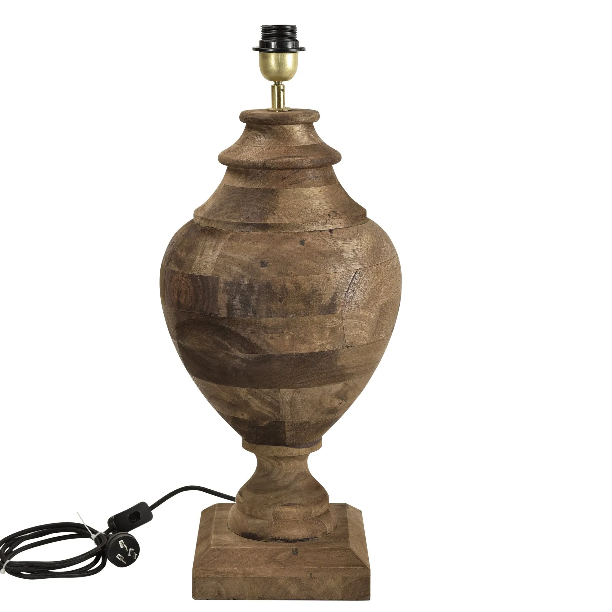 Amphora Medium - Dark Natural - Turned Wood Urn Table Lamp