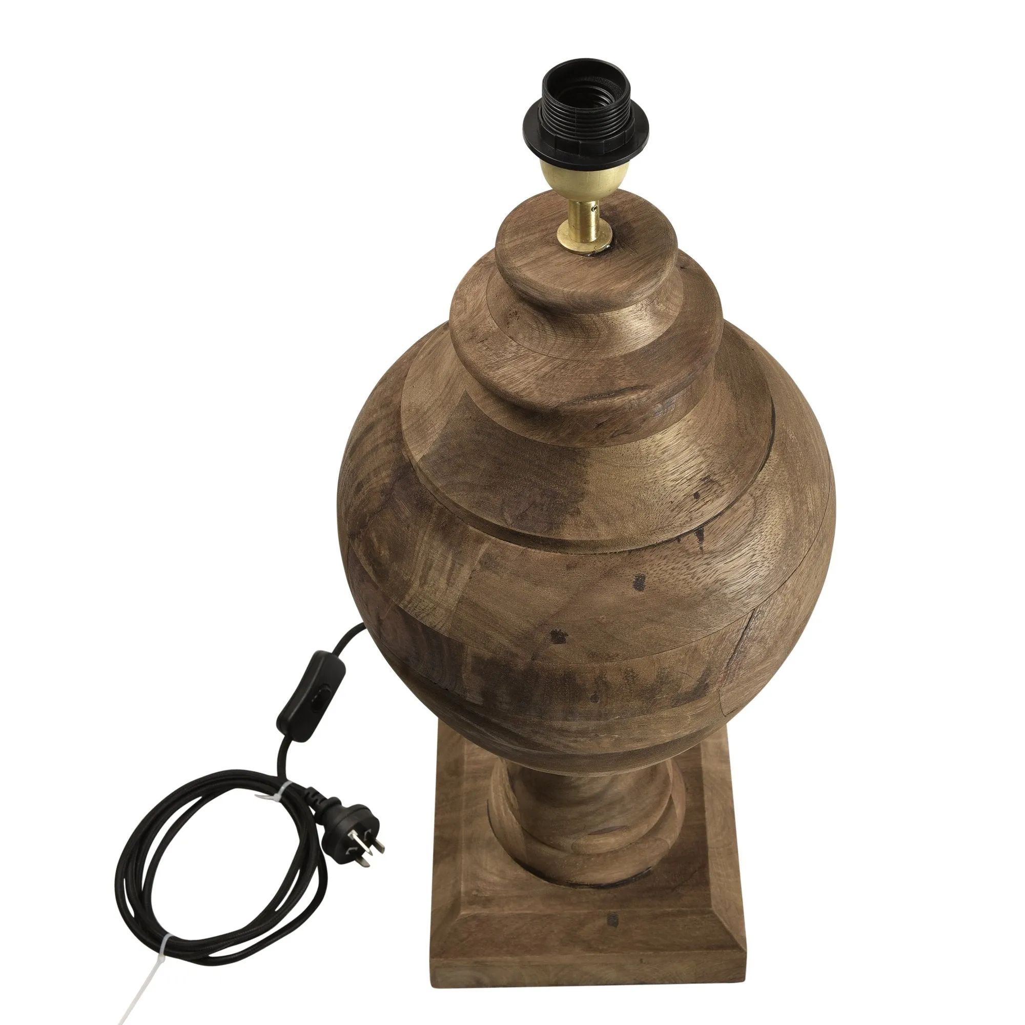 Amphora Medium - Dark Natural - Turned Wood Urn Table Lamp