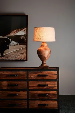 Amphora Medium - Dark Natural - Turned Wood Urn Table Lamp