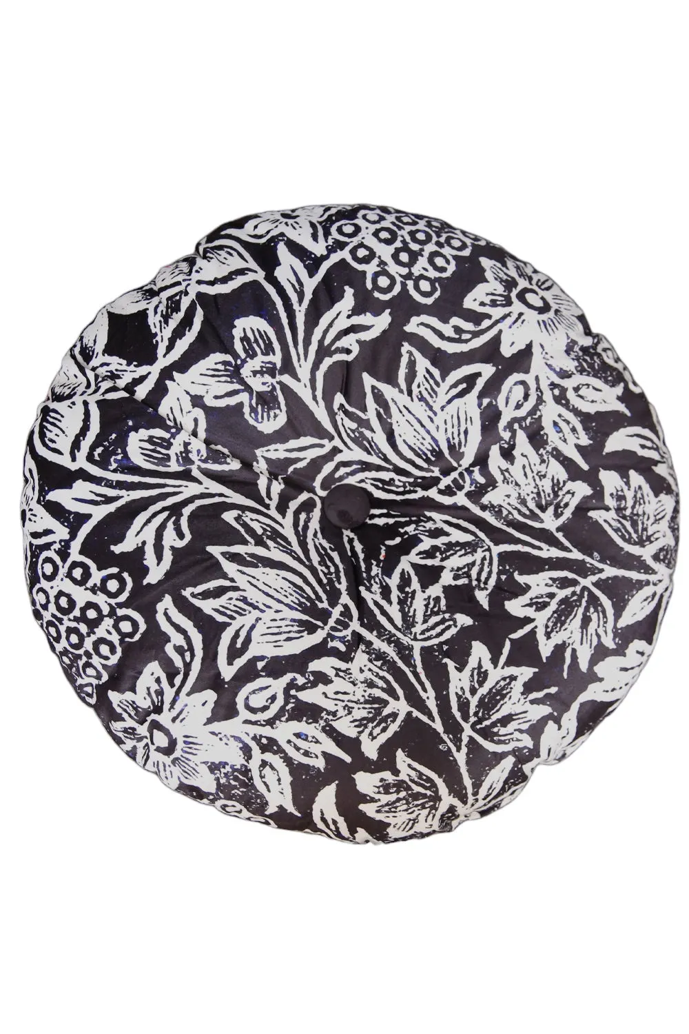 ANNA CHANDLER VELVET ROUND CUSHION BLACK BIRD