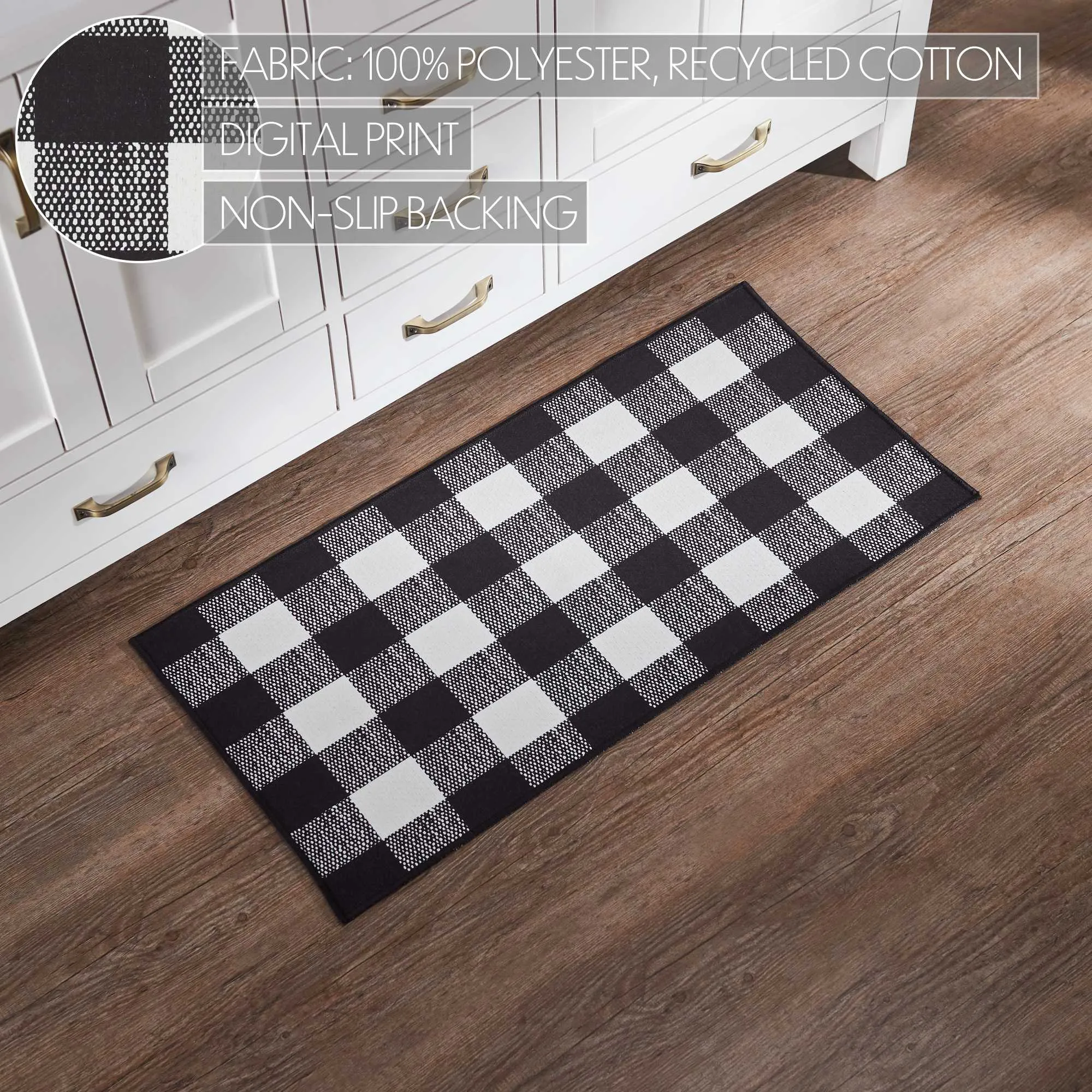 Annie Buffalo Check Black Polyester Rug Rect 17x36