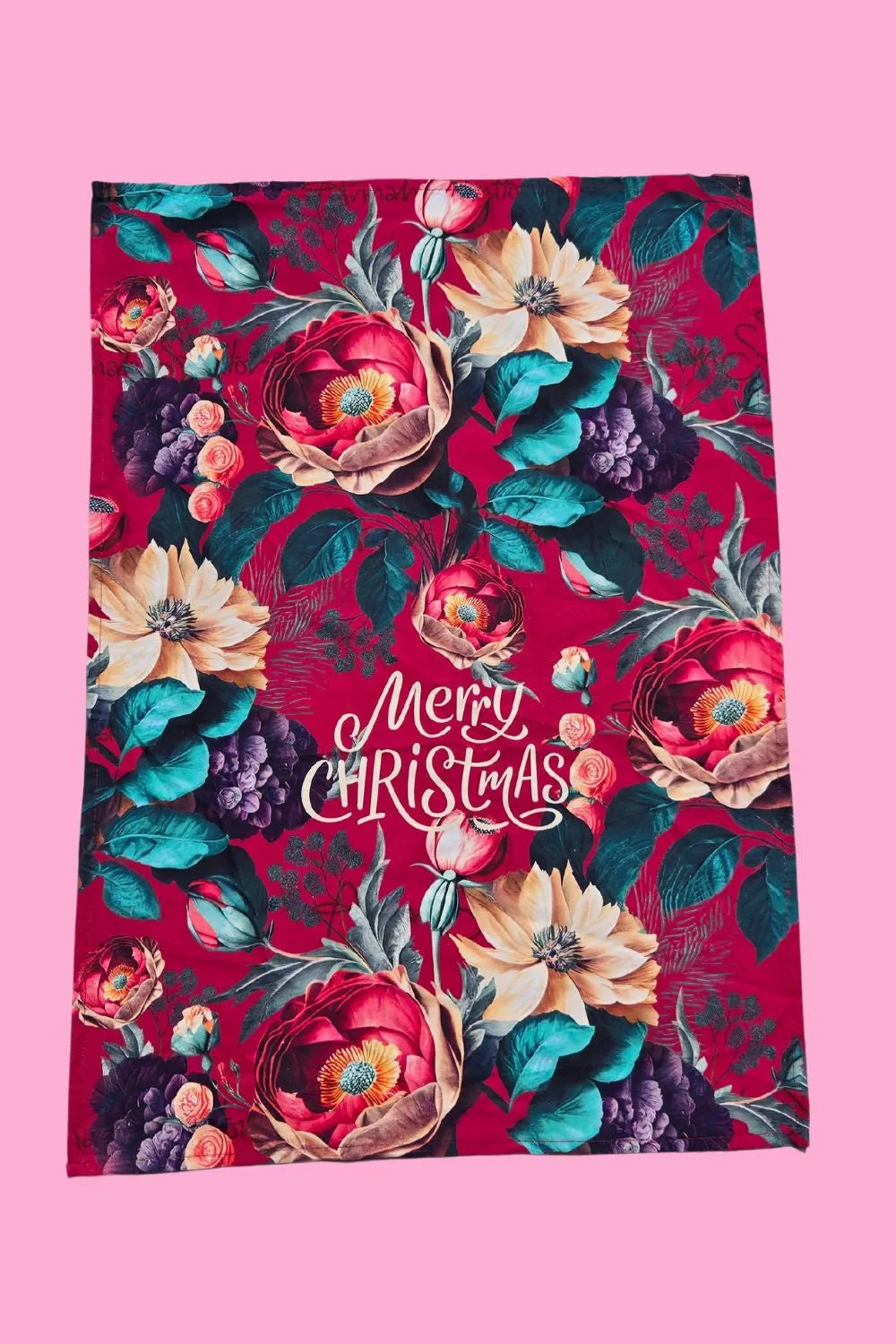 AS Christmas Tea Towel - Blooming Berry