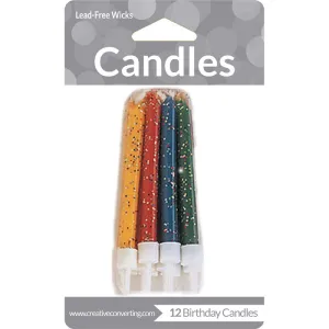 Assorted Glitter Candles (12/Pkg)