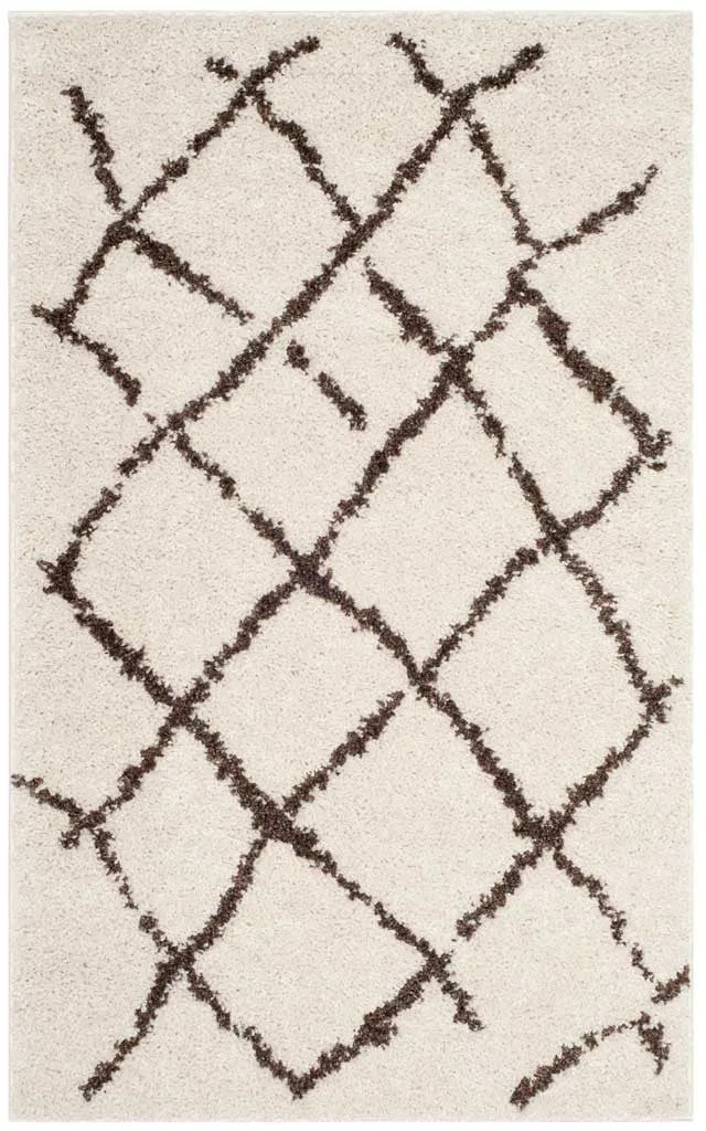 Berber Shag Creme/Brown Area Rug