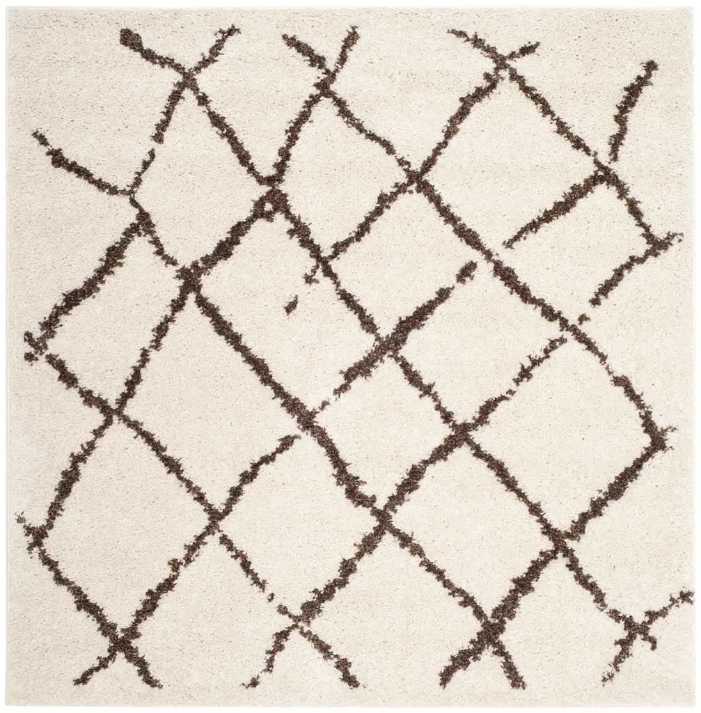 Berber Shag Creme/Brown Area Rug