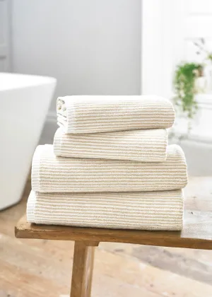 Bliss Pinstripe Cotton Towel - Biscuit