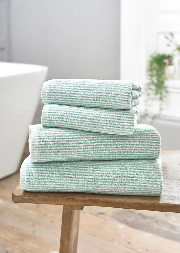 Bliss Pinstripe Cotton Towel - Seagrass