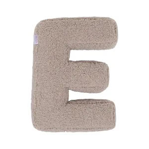 Boucle Letter Cushion E Mocha | Teddy Letter Cushion Mocha