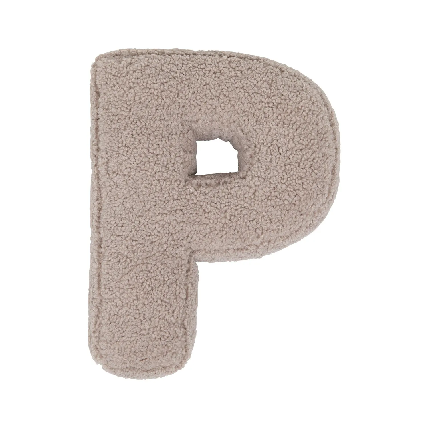 Boucle Letter Cushion P Mocha | Teddy Letter Cushion Mocha