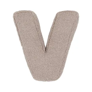 Boucle Letter Cushion V Mocha | Teddy Letter Cushion Mocha