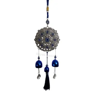 Buyab Factory® Evil Eye Hanging for Home Entrance Door Decoration, Nazar Battu for Home Protection, Good Luck Charm and Prosperity (Blue and Silver)