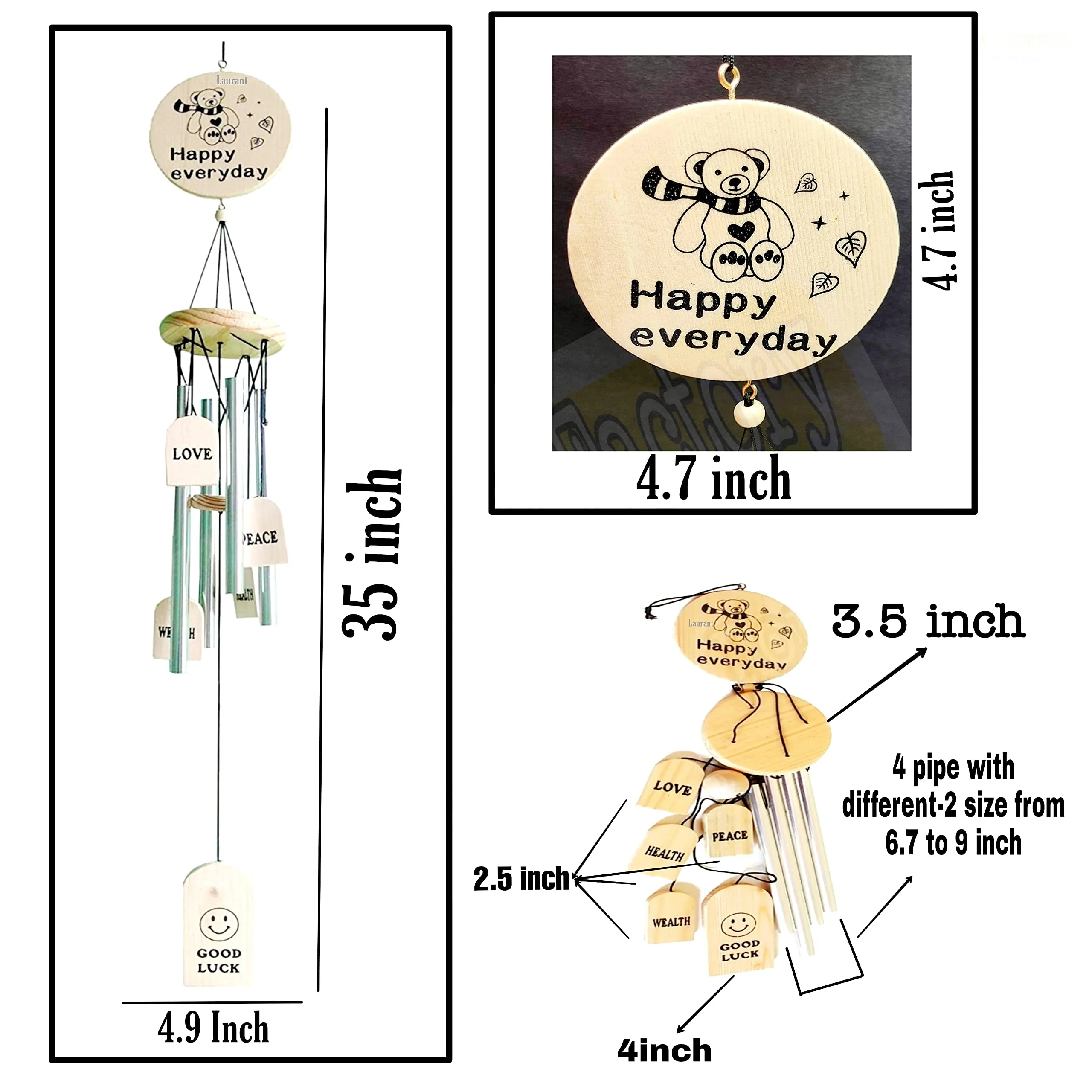 Buyab Factory® Wood Wind Chimes for Vastu Home Decor – Positive Sound for Mind Refreshment, Good Luck Charm, Handcrafted for Elegant Style