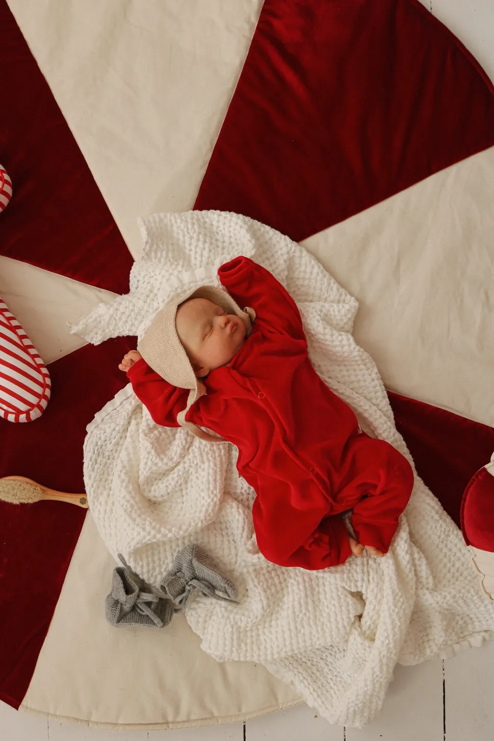 Christmas Red Candy Round Patchwork Mat