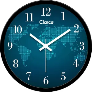 Clarco World Theme Analogue Round Plastic Wall Clock with Glass for Home/Living Room/Bedroom/Kitchen/Office (12 x 12 Inch / 30 x 30 cm)(WL_779L)