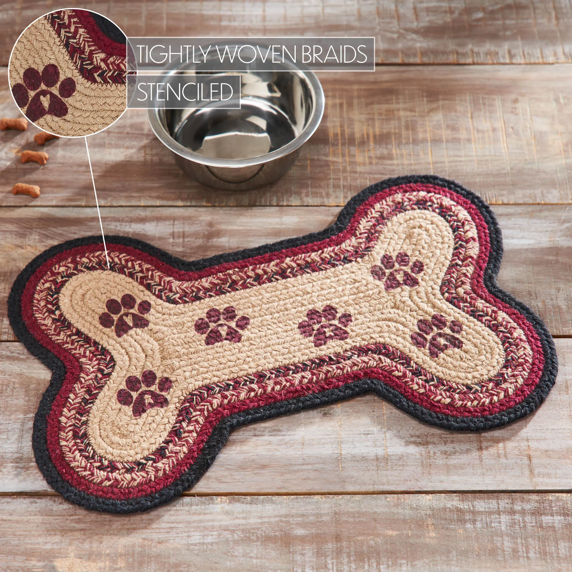 Connell Small Bone Rug Stencil Paws 11.5x17.5