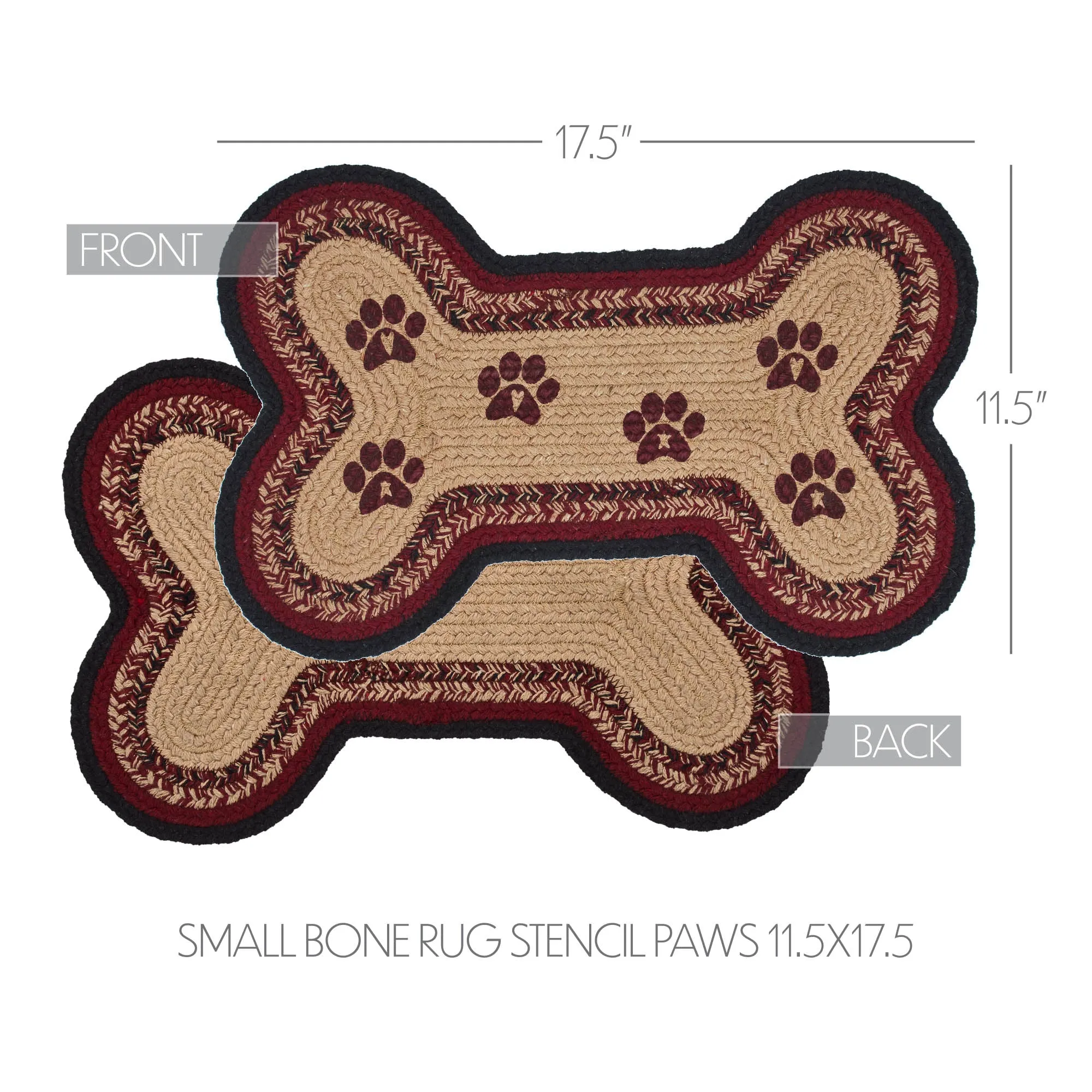 Connell Small Bone Rug Stencil Paws 11.5x17.5