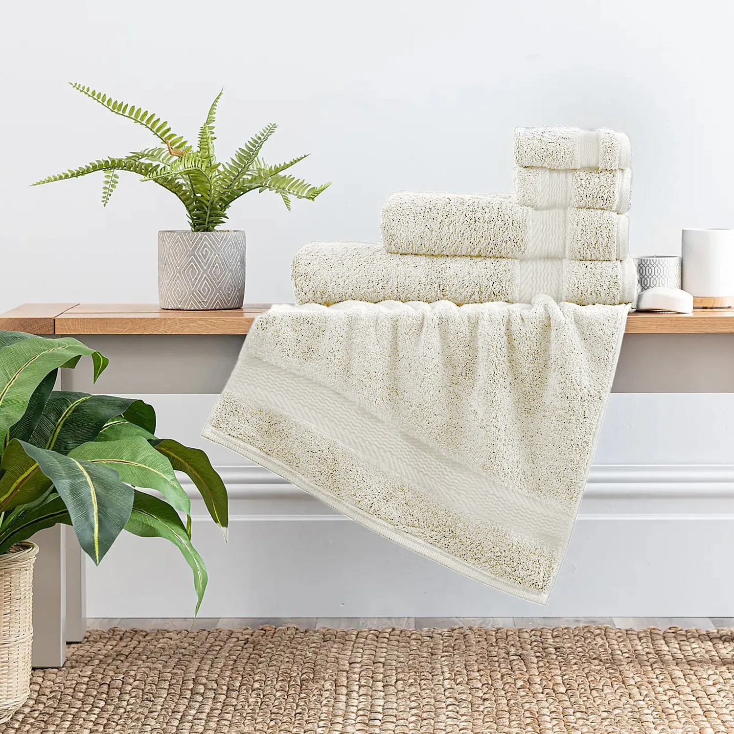 Cotton Home Ultimate Towel Collection - 4 Piece Bundle Cream