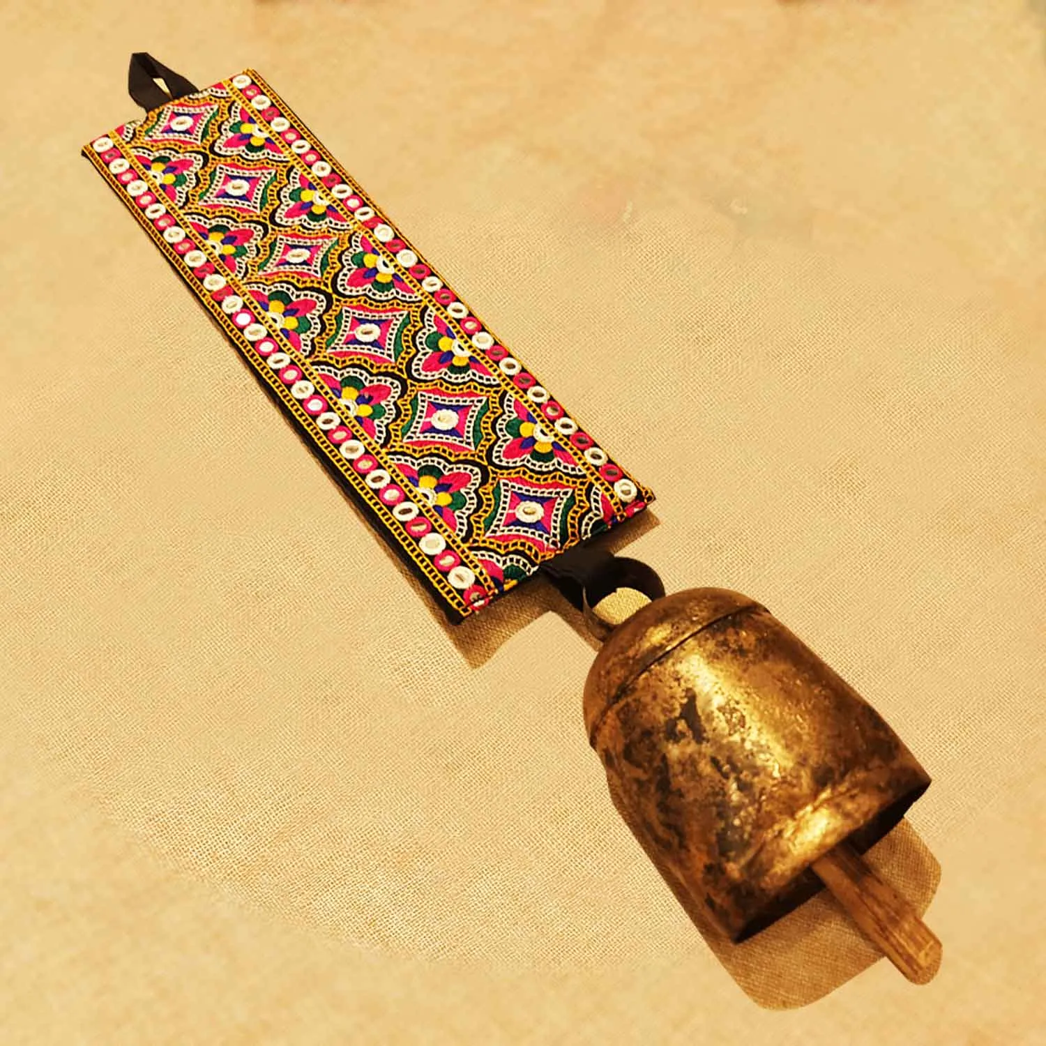 Cow Door Bell with Kantha Embroidery on Belt