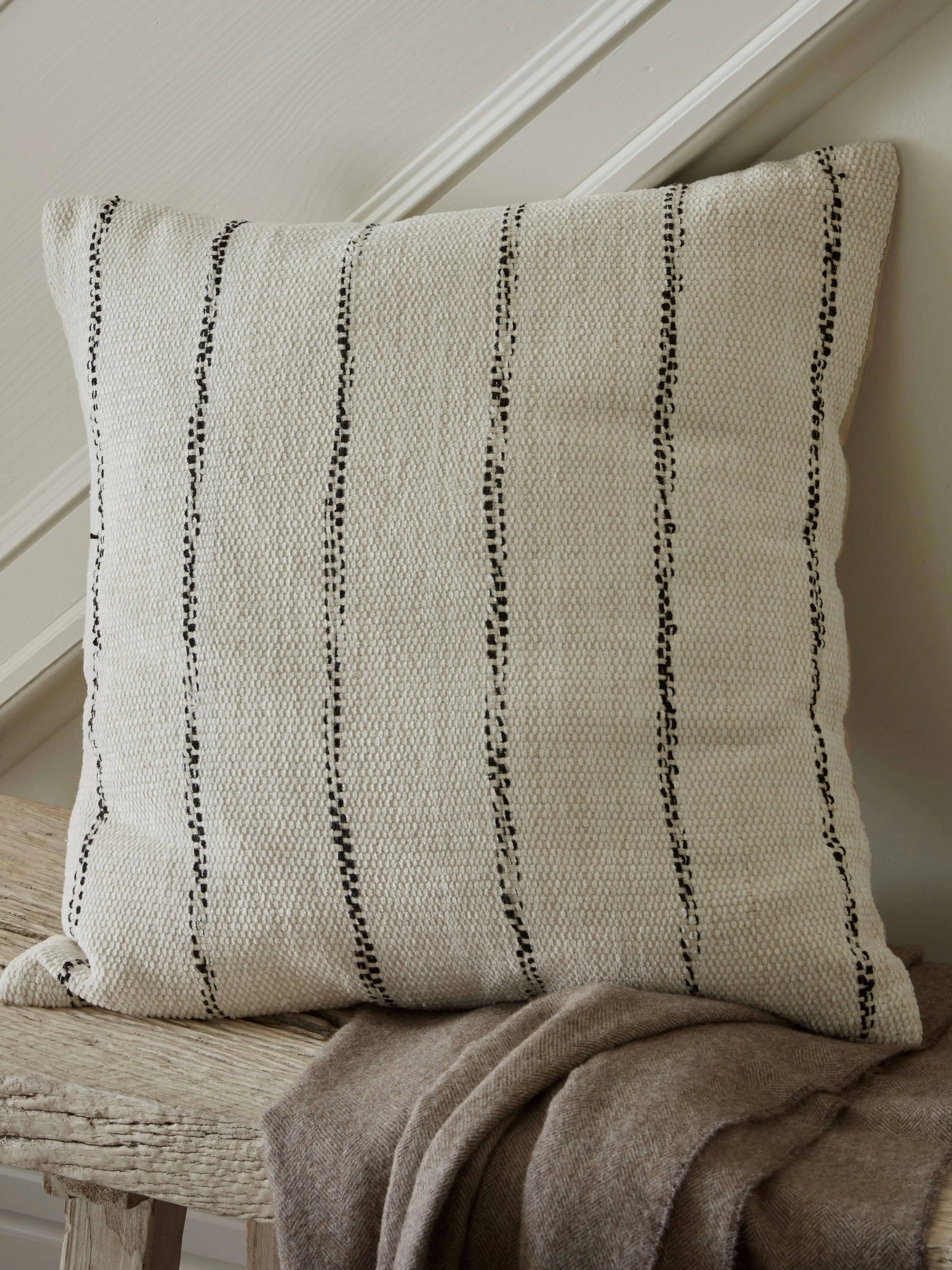 Cream & Black Stripe Cushion Cover