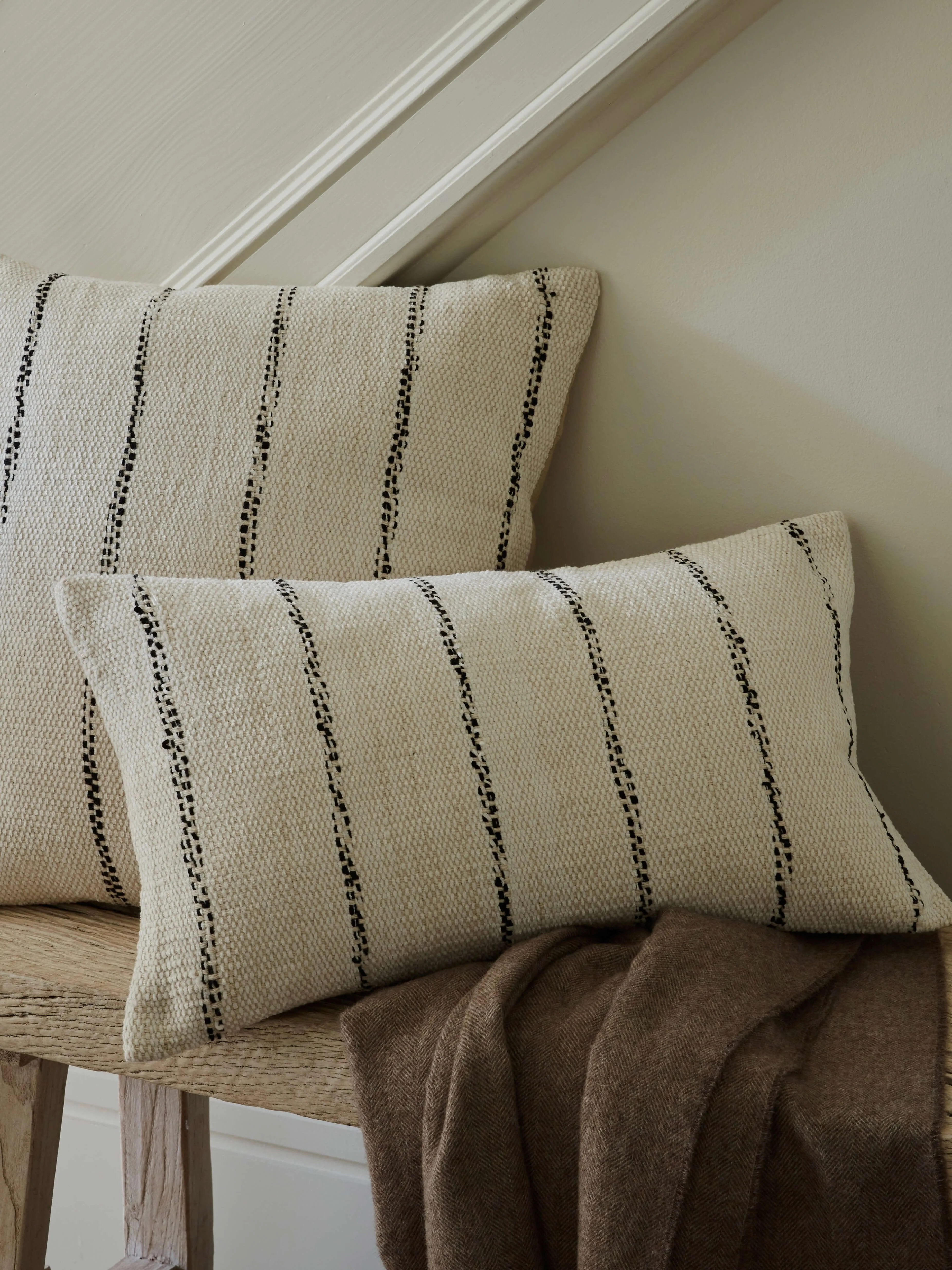 Cream & Black Stripe Cushion Cover