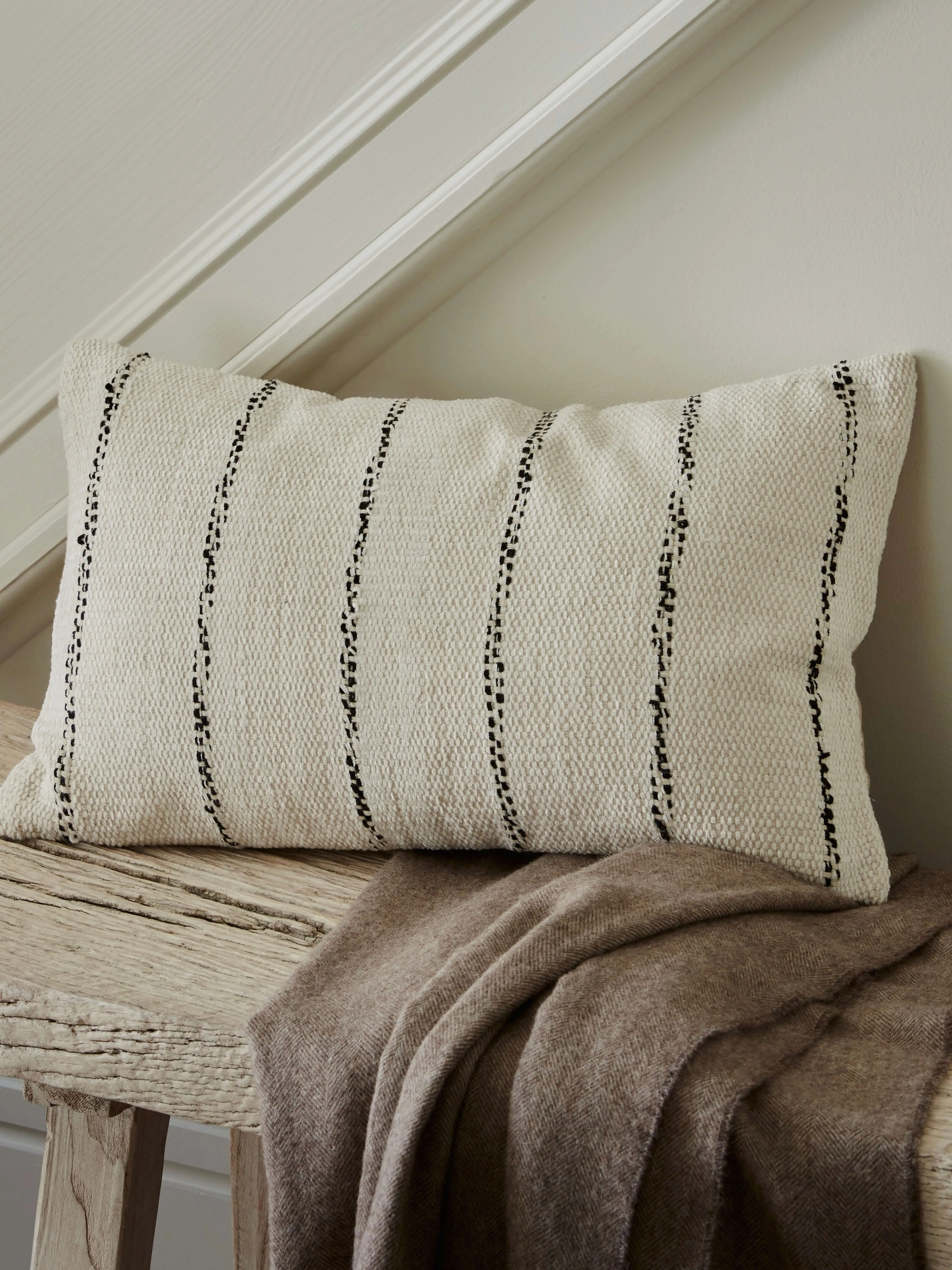 Cream & Black Stripe Cushion Cover