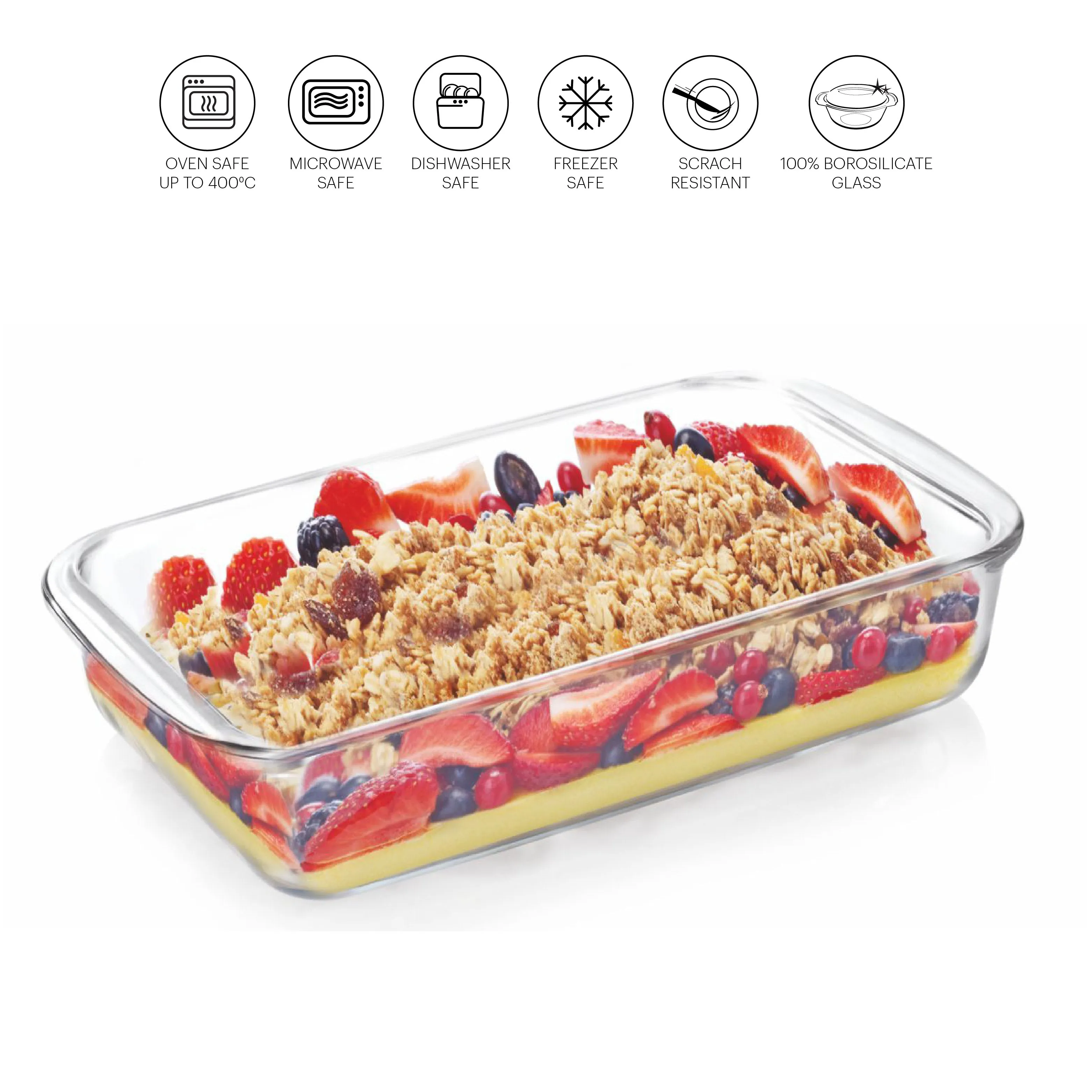 Dahlia Rectangle Glass Baking Dish, 1100ml