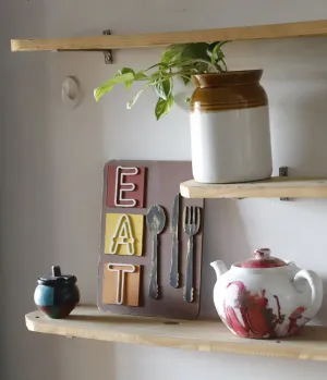 Eat Hand-Painted Kitchen Wall Hanging - Brown