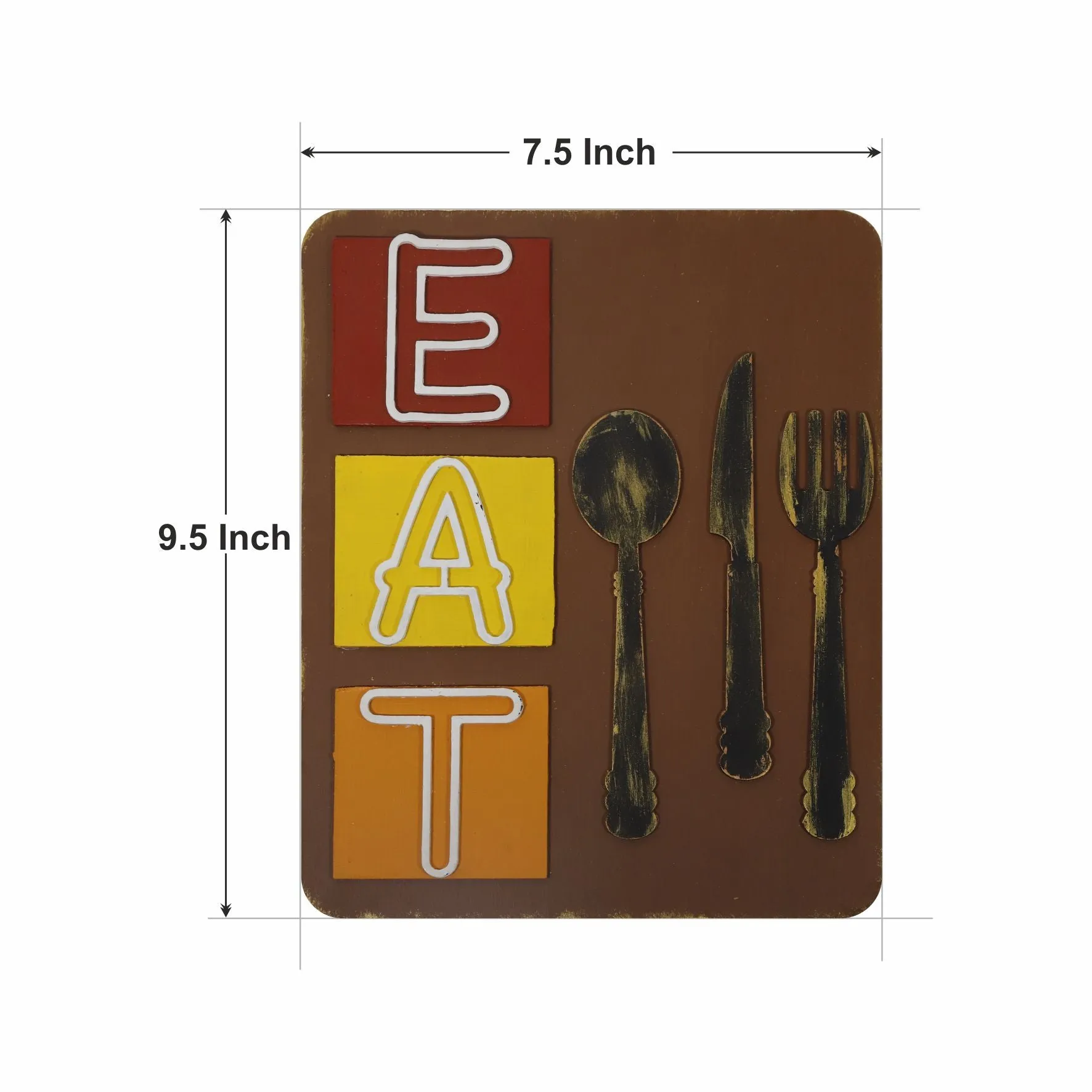 Eat Hand-Painted Kitchen Wall Hanging - Brown