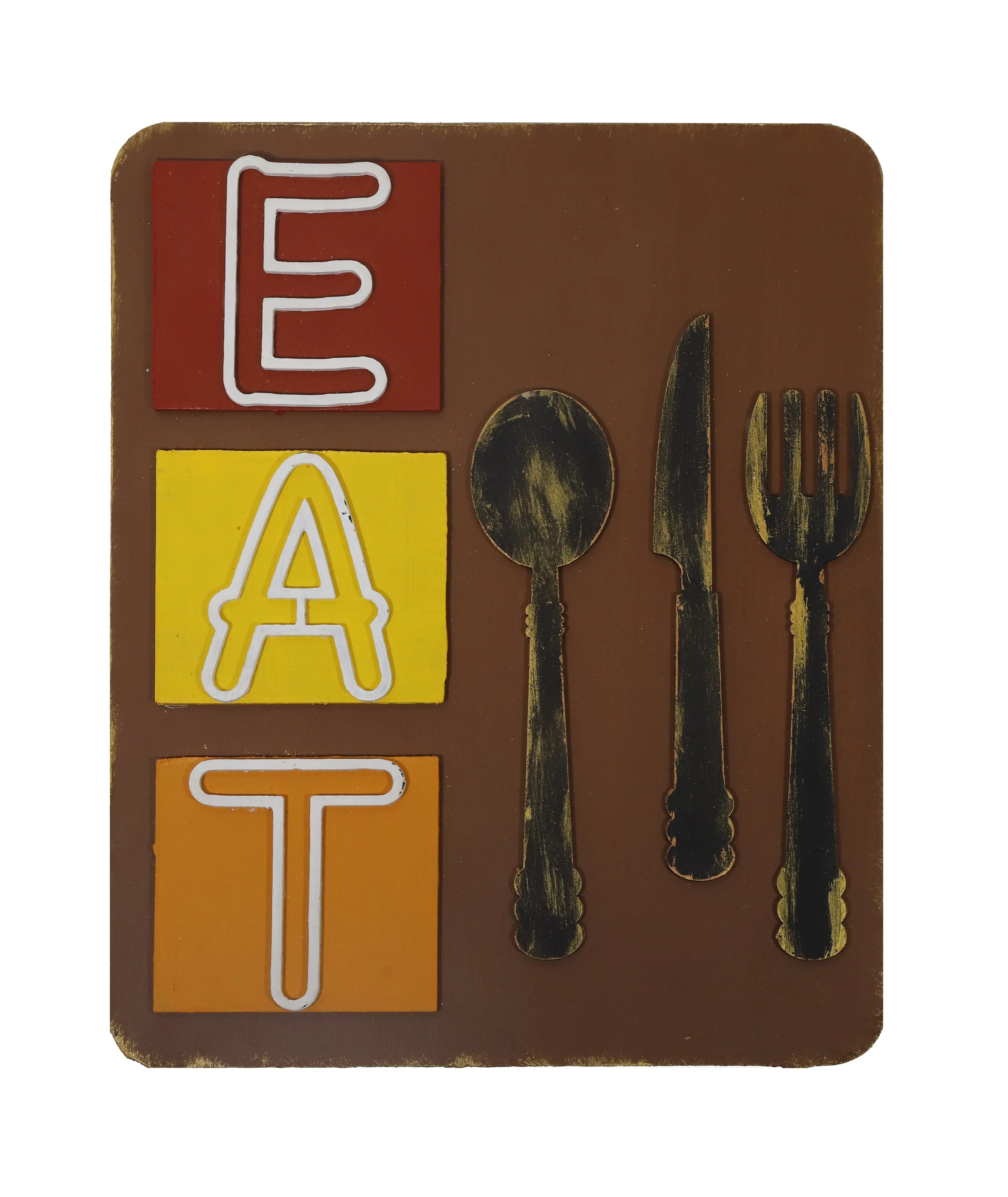 Eat Hand-Painted Kitchen Wall Hanging - Brown