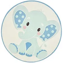 ELLIE Cute Elephant Round Rug for Kids