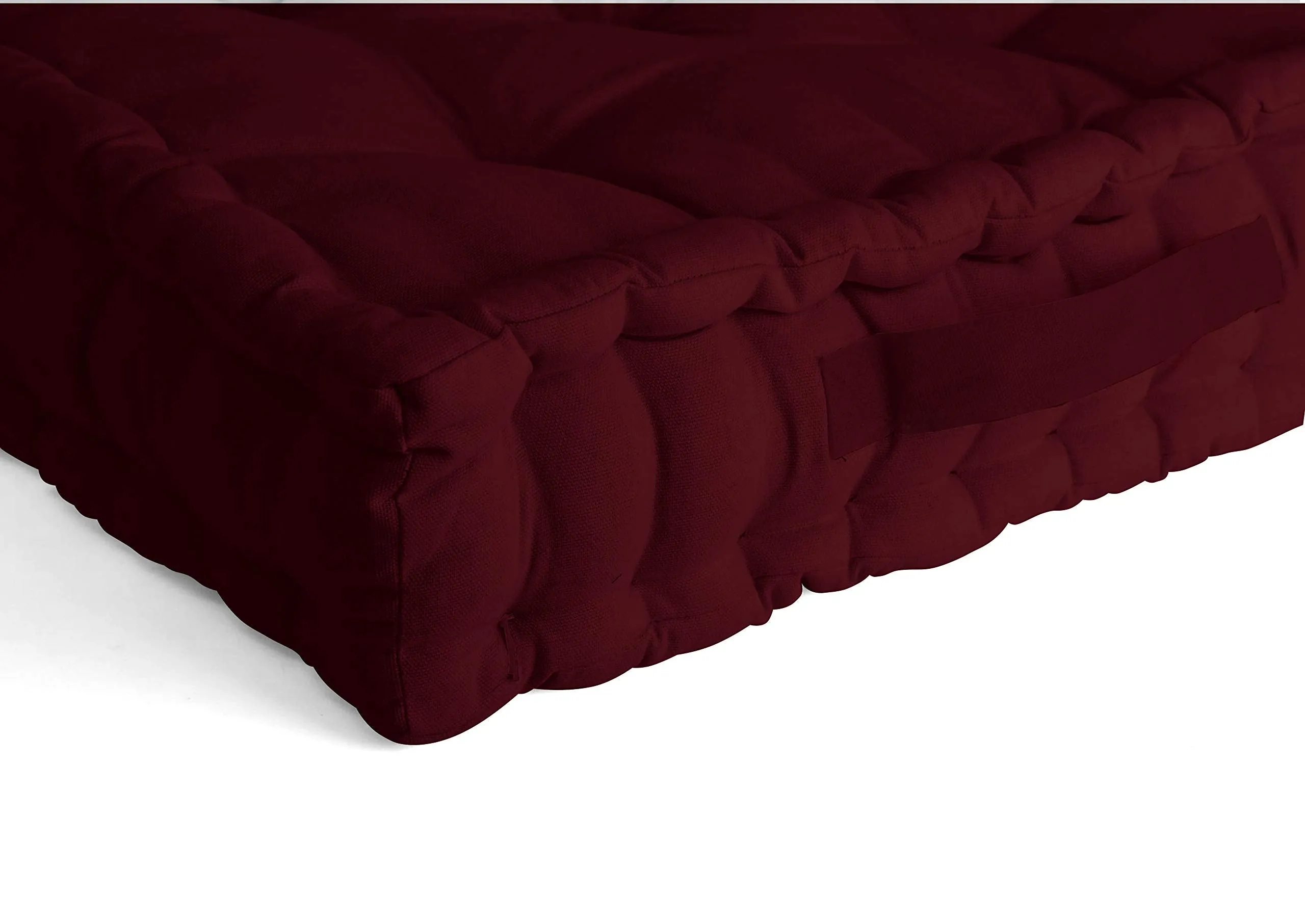 Encasa Homes Square Floor Cushions 50 x 50 x 10 cm - Rich Maroon - Solid Dyed Canvas with Cotton Filler Large Size for Seating Meditation Yoga Pooja Guests Living Room Bedroom