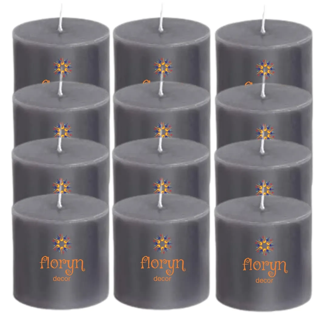 Floryn Decor® Black Pillar Candles set | Especially for Healing, Meditation, Reiki, Chakras Healing | Spell Candle | Intention Candle (Pack of 12, 2by2)