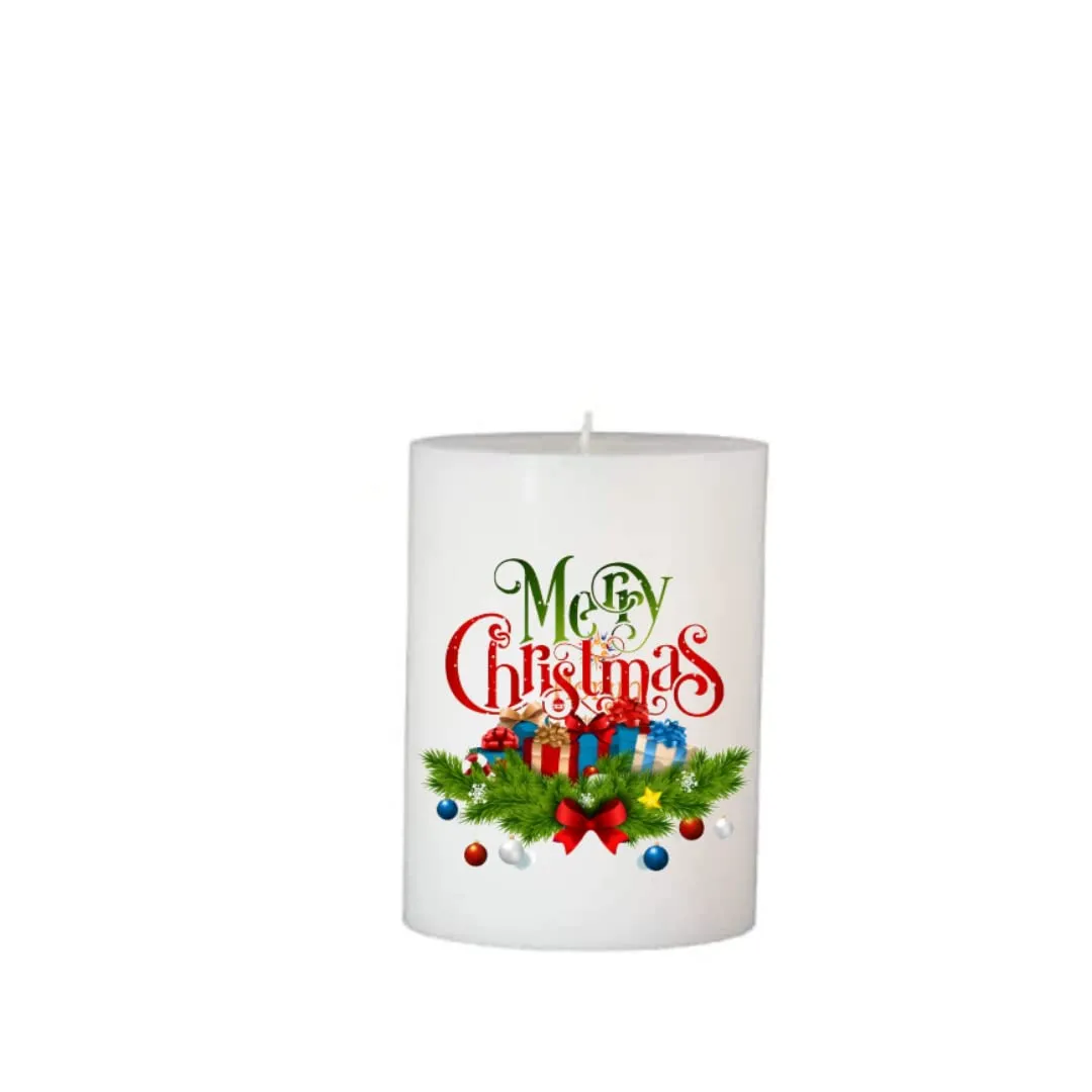 Floryn Decor� Christmas Candles | Christmas Printed Candles | Candles for Decoration | Christmas Pillar Candles (Merry Christmas | Santa Clause | Xmas Tree, Pack of 3(3 by 3 | 3 by 4 | 3 by 6))