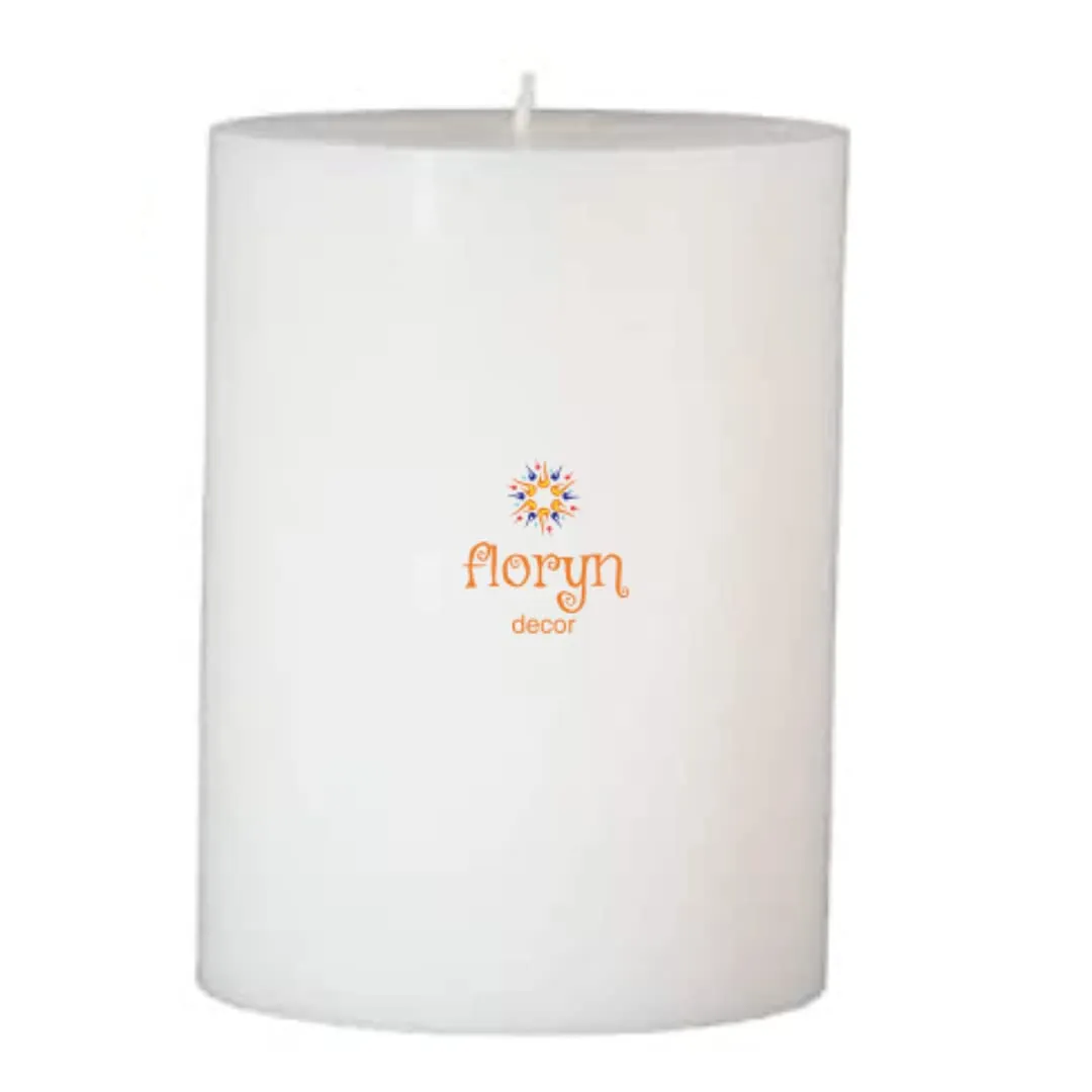 Floryn Decor White Pillar Candles Set of 4 | Smokeless | Odourless | Dripless | Long Burning Candle (Combo of 4) (3 by 3 inches)