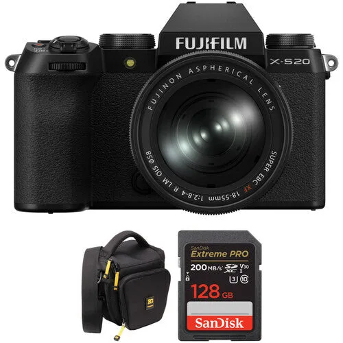 FUJIFILM X-S20 Mirrorless Camera with 18-55mm Lens and Accessories Kit (Black)