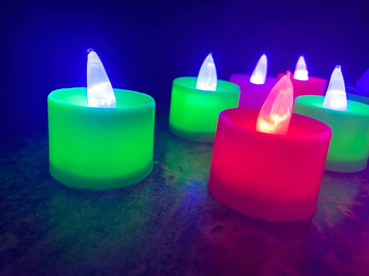 Galaxy Acrylic Led Tea Light Candle Led Diya Multicolored (Pack of 24)