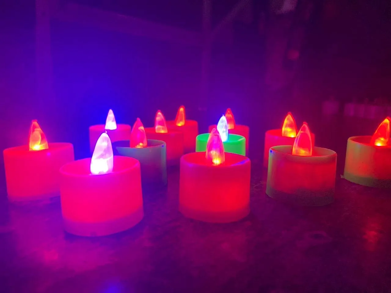 Galaxy Acrylic Led Tea Light Candle Led Diya Multicolored (Pack of 24)