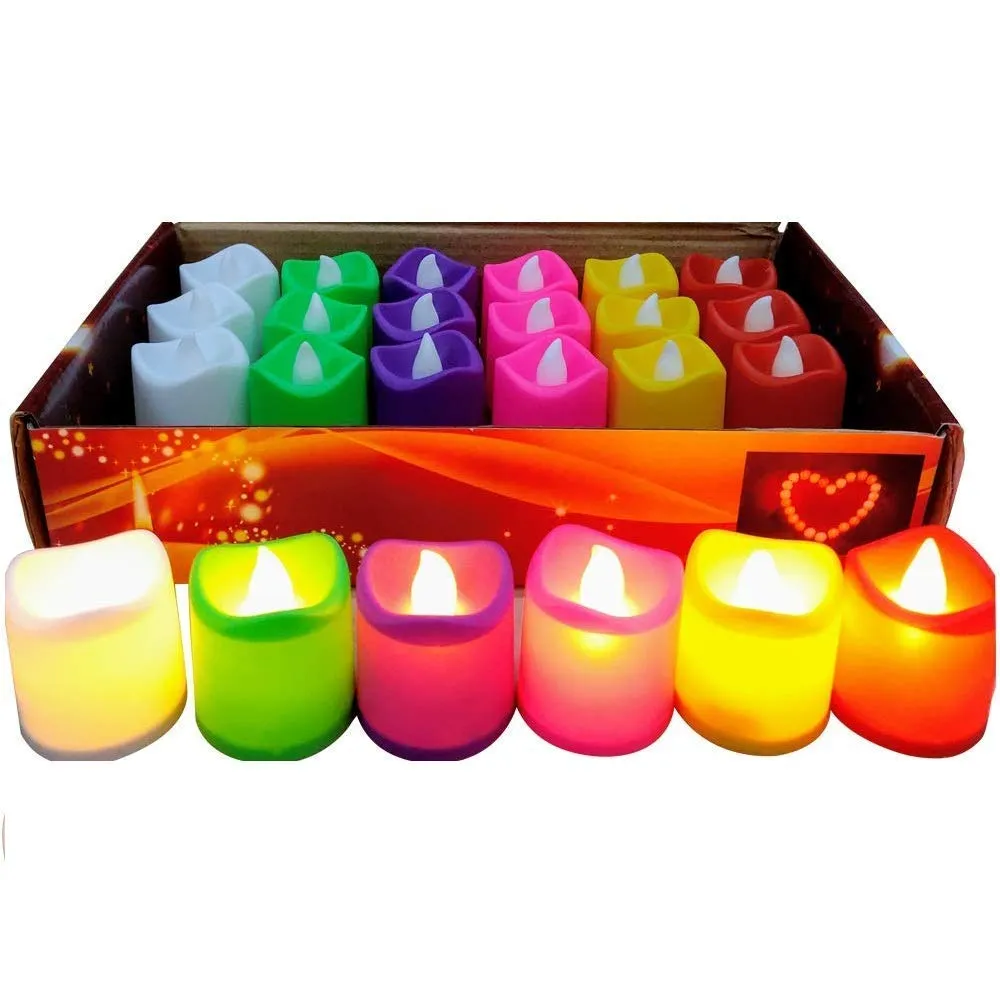 Galaxy Acrylic Led Tea Light Candle Led Diya Multicolored (Pack of 24)