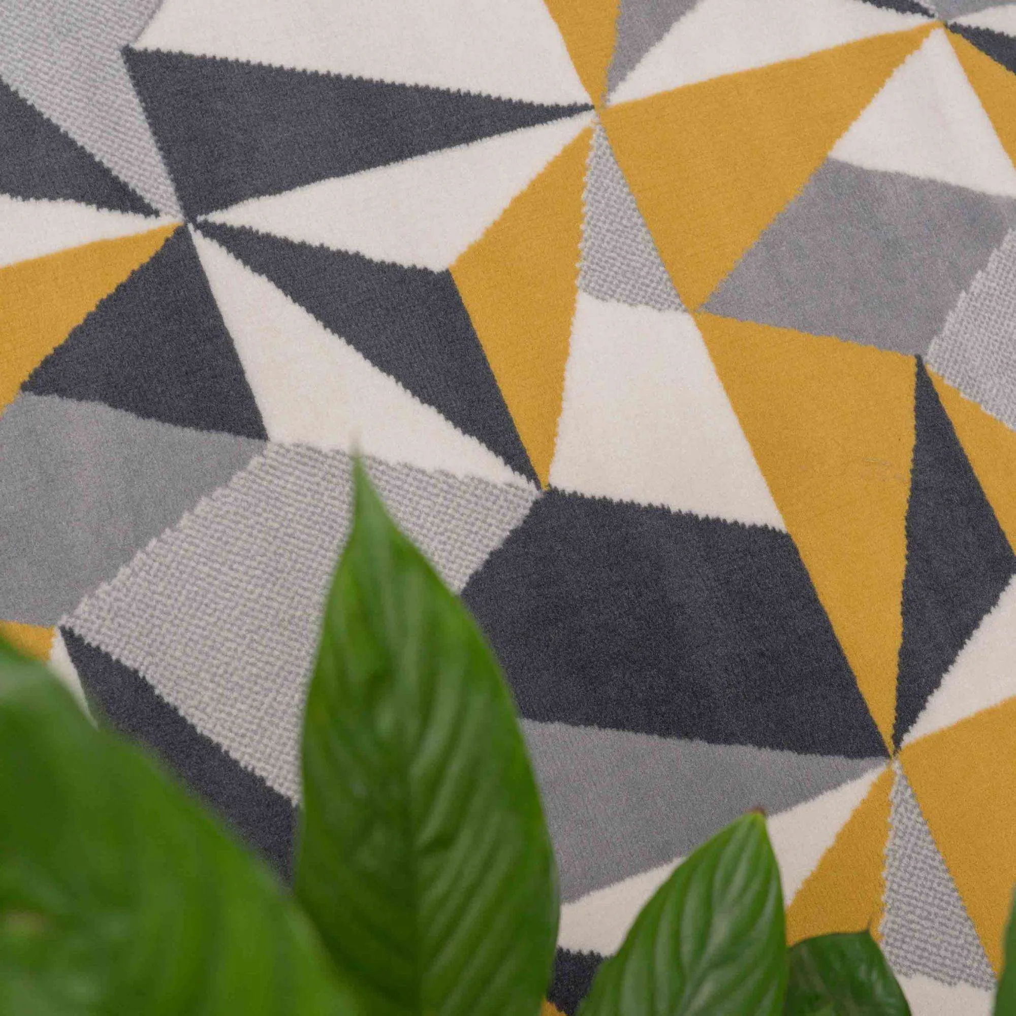 Geometric Yellow and Grey Rug