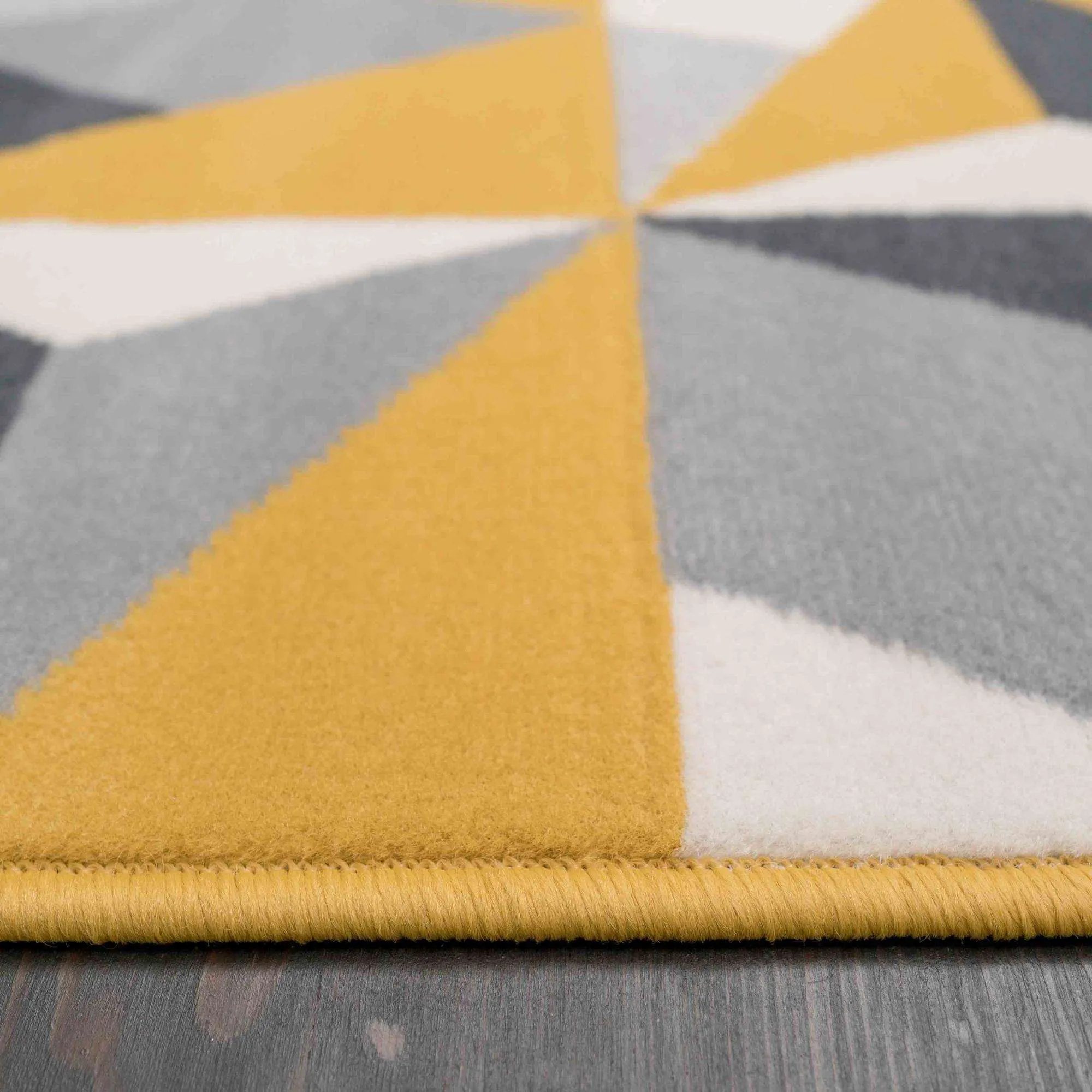 Geometric Yellow and Grey Rug