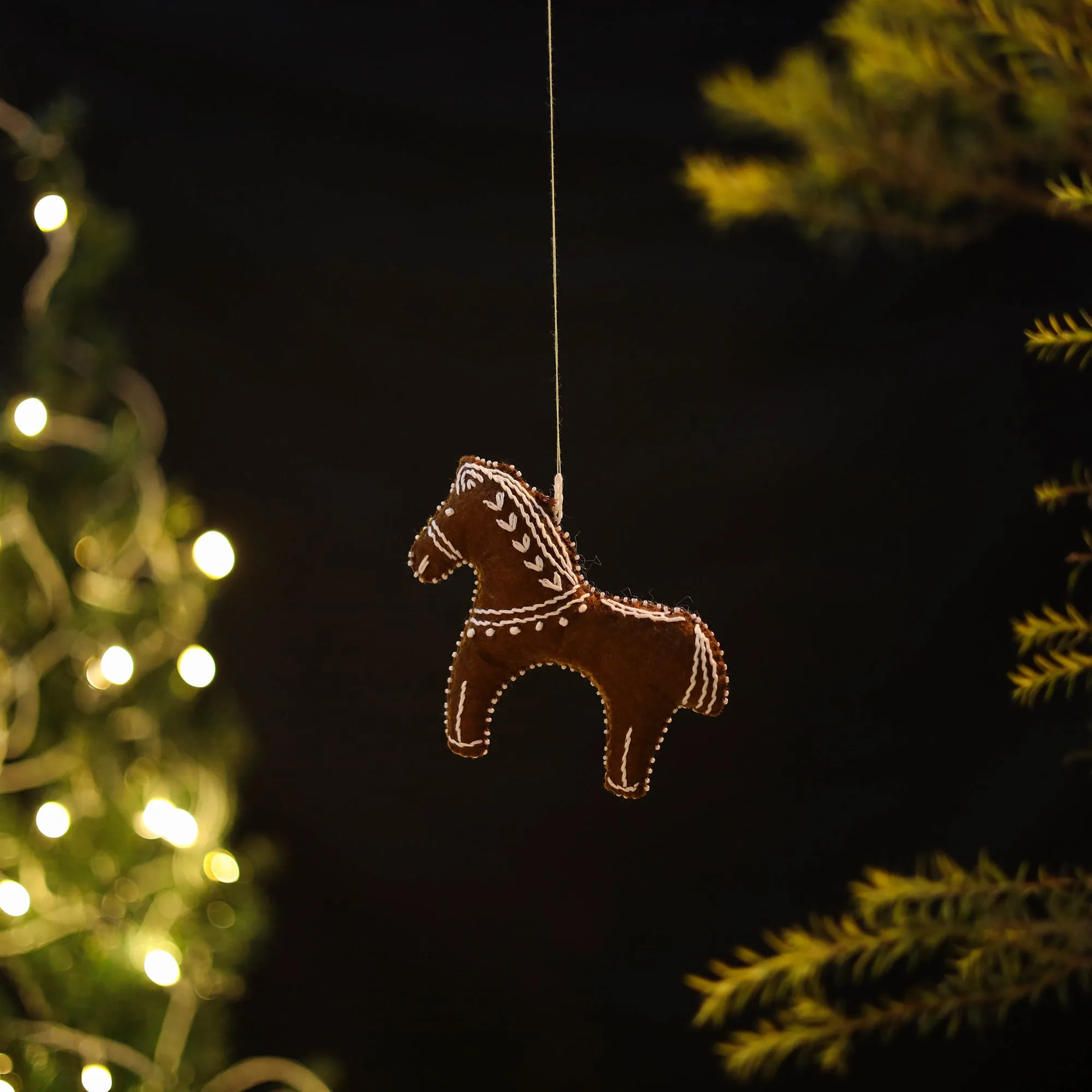 Gingerbread Horse Felt Ornament - Handmade Christmas Decor 05